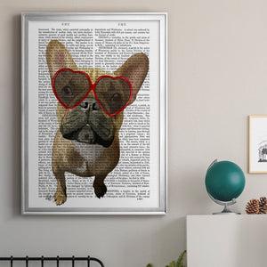 French Bulldog and Heart Glasses Premium Framed Print - Ready to Hang