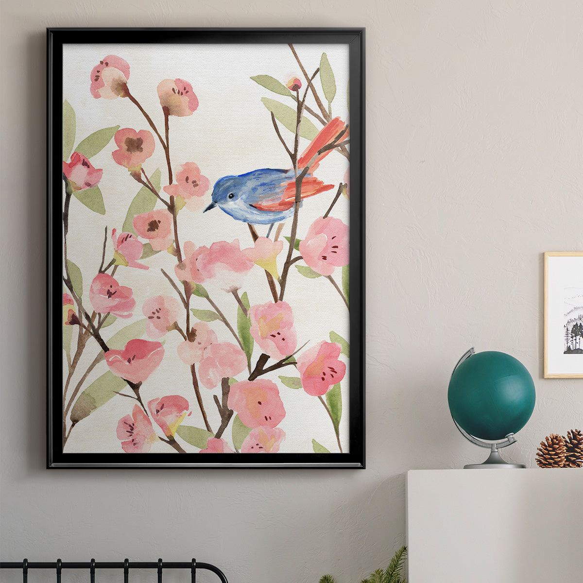 Cherry Blossom Perch II Premium Framed Print - Ready to Hang