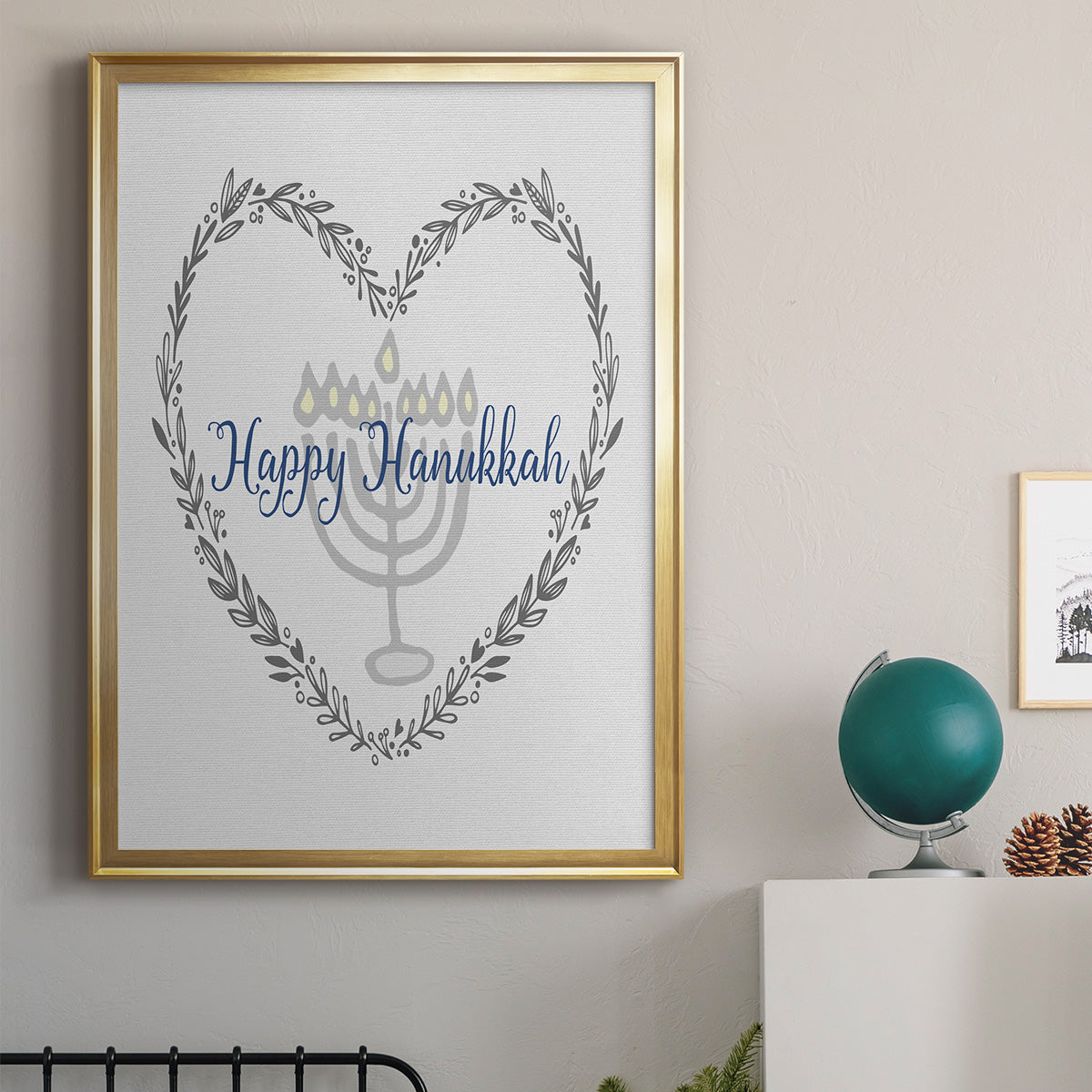 Hanukkah Heart Premium Framed Print - Ready to Hang