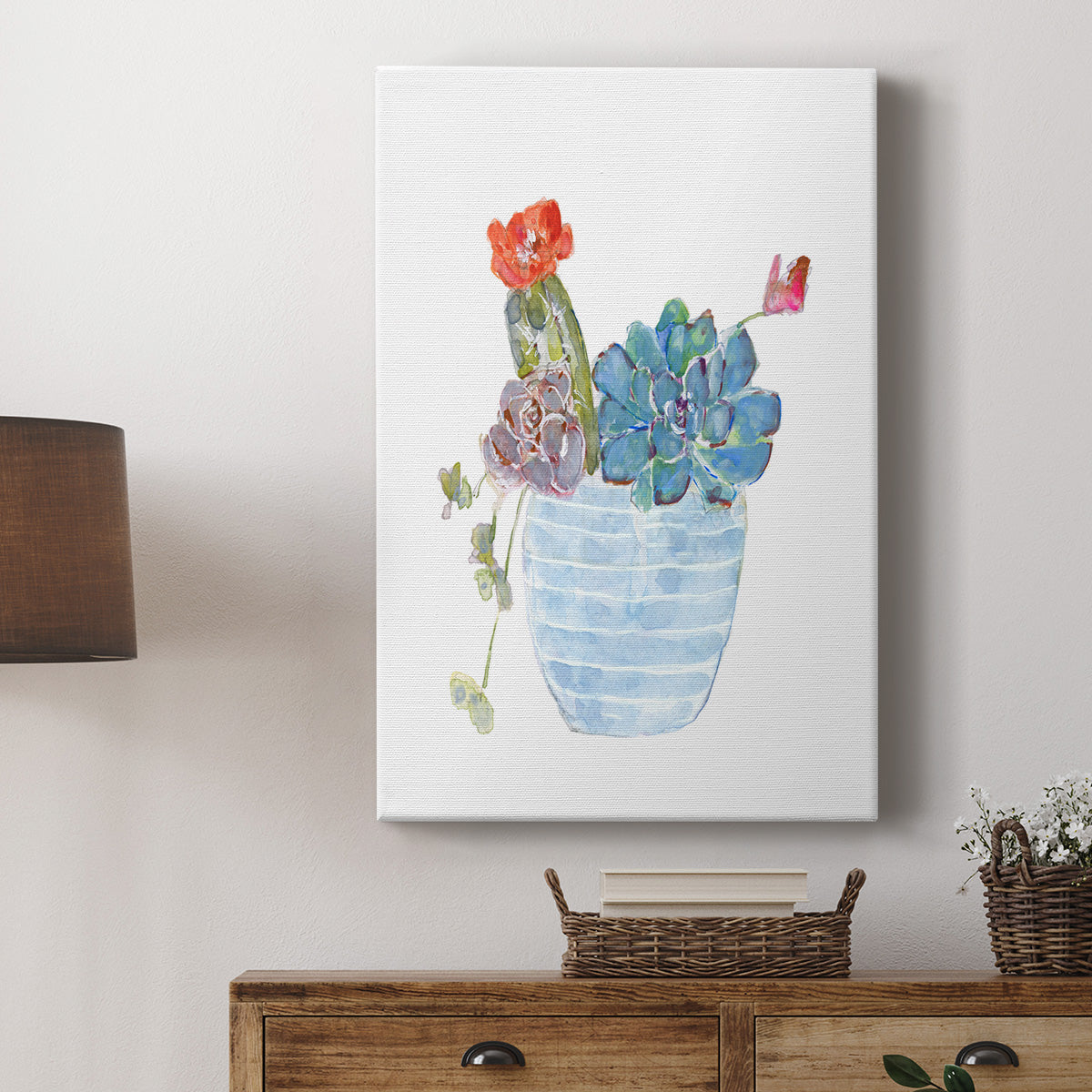 Cactus and Succulent Blooms I Premium Gallery Wrapped Canvas - Ready to Hang