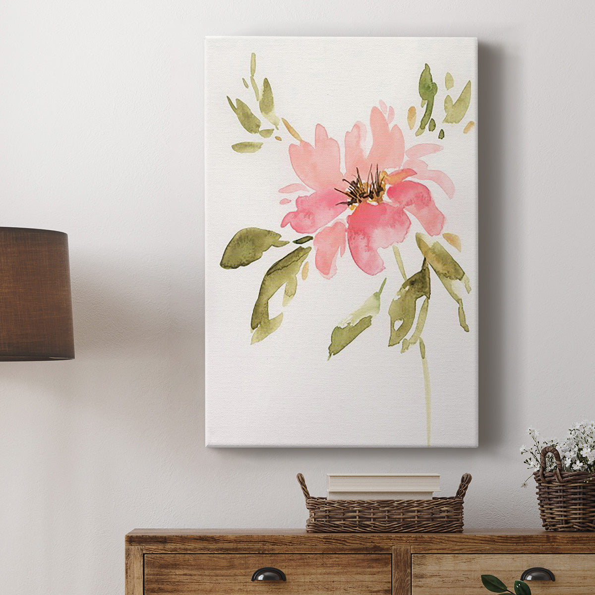 One Pink Bloom II Premium Gallery Wrapped Canvas - Ready to Hang