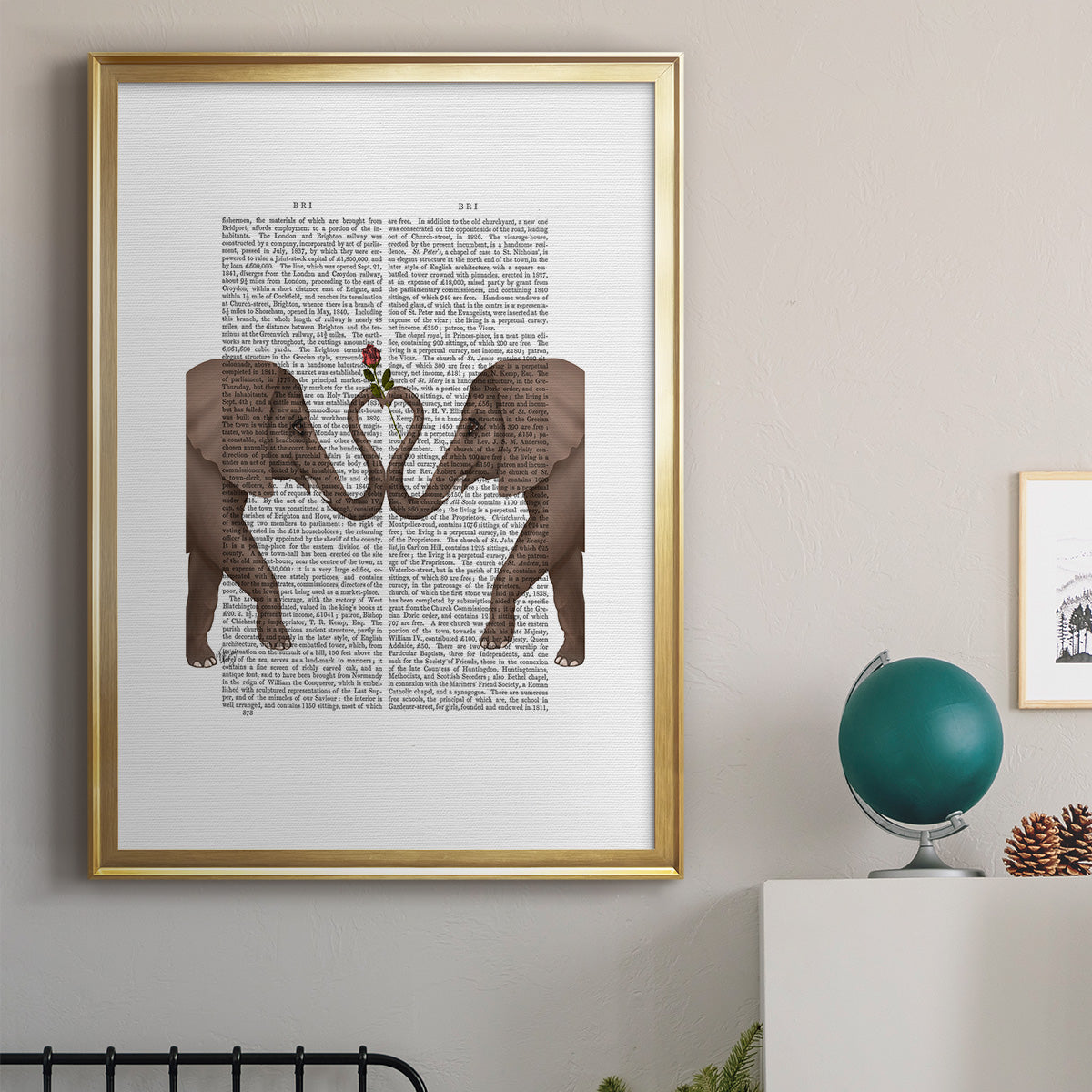 Elephants Heart and Rose Premium Framed Print - Ready to Hang