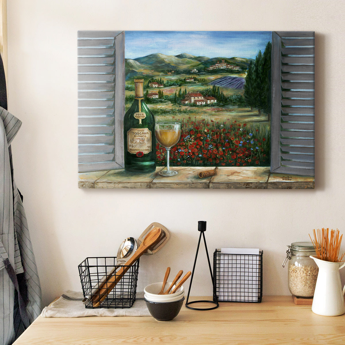 Tuscan White and Poppies Premium Gallery Wrapped Canvas - Ready to Hang