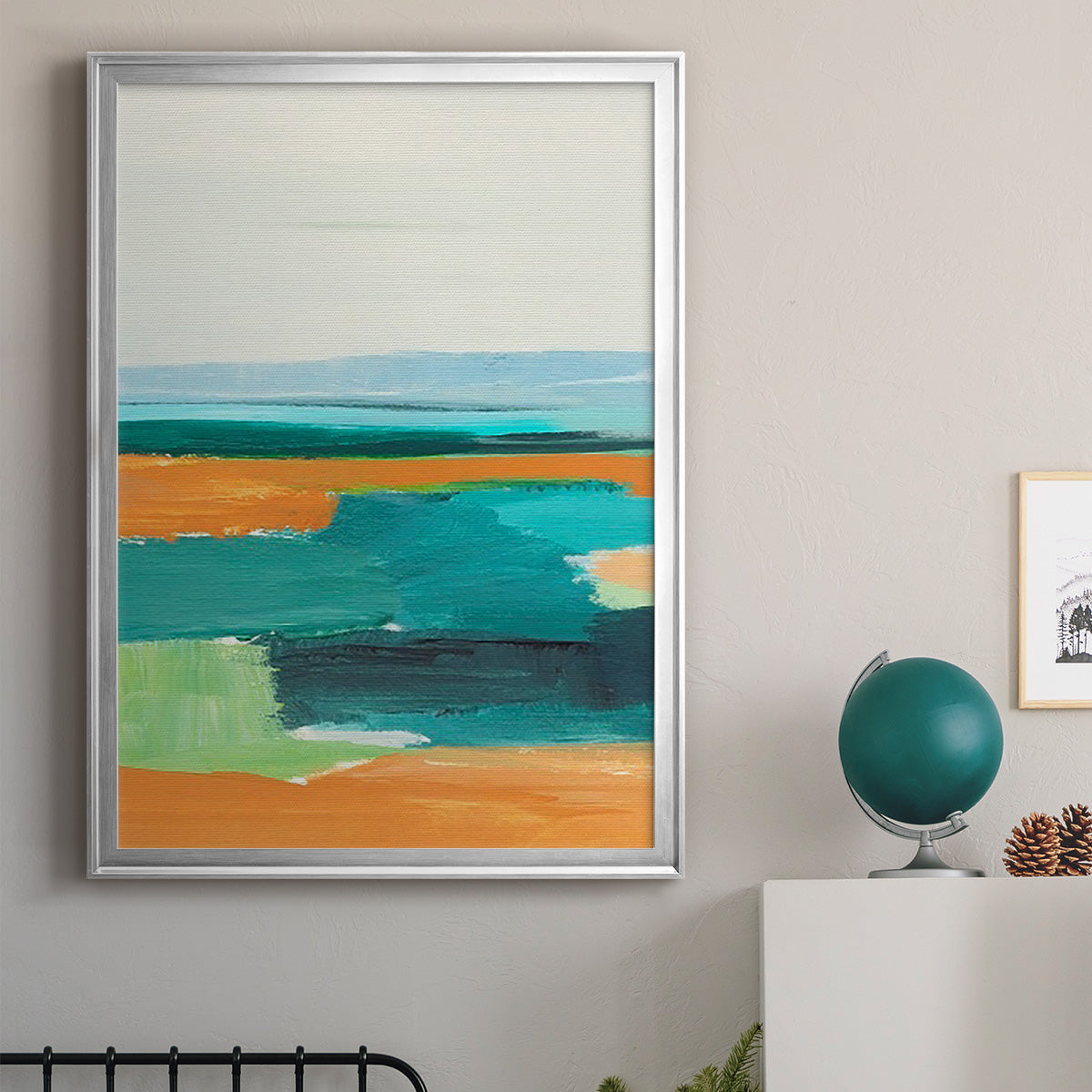 Aqua and Orange I Premium Framed Print - Ready to Hang