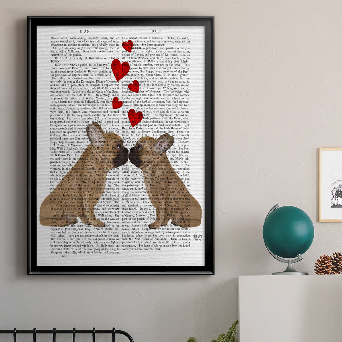 French Kiss and Hearts Premium Framed Print - Ready to Hang