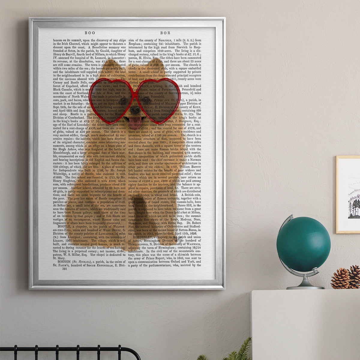 Pomeranian and Heart Glasses Premium Framed Print - Ready to Hang