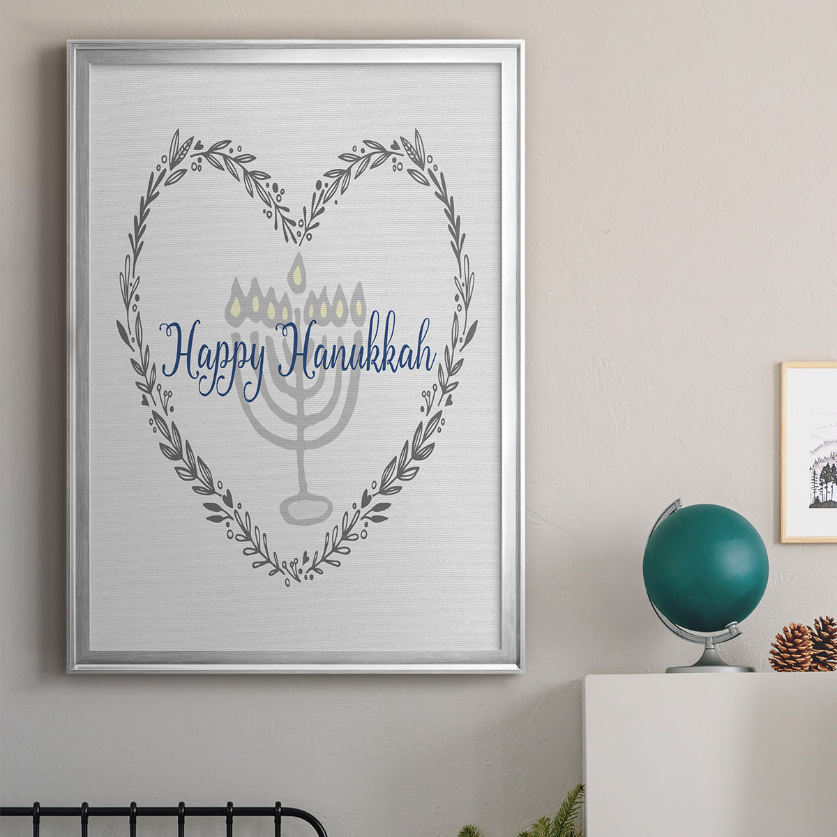 Hanukkah Heart Premium Framed Print - Ready to Hang