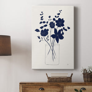 Indigo Sketch Bouquet I Premium Gallery Wrapped Canvas - Ready to Hang