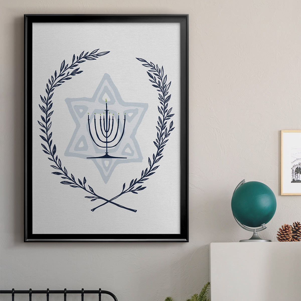 Happy Hanukkah I Premium Framed Print - Ready to Hang