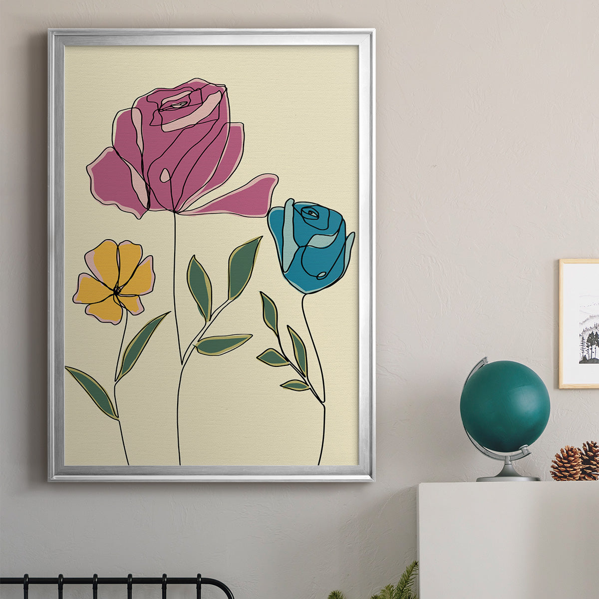 Colored Floral II Premium Framed Print - Ready to Hang