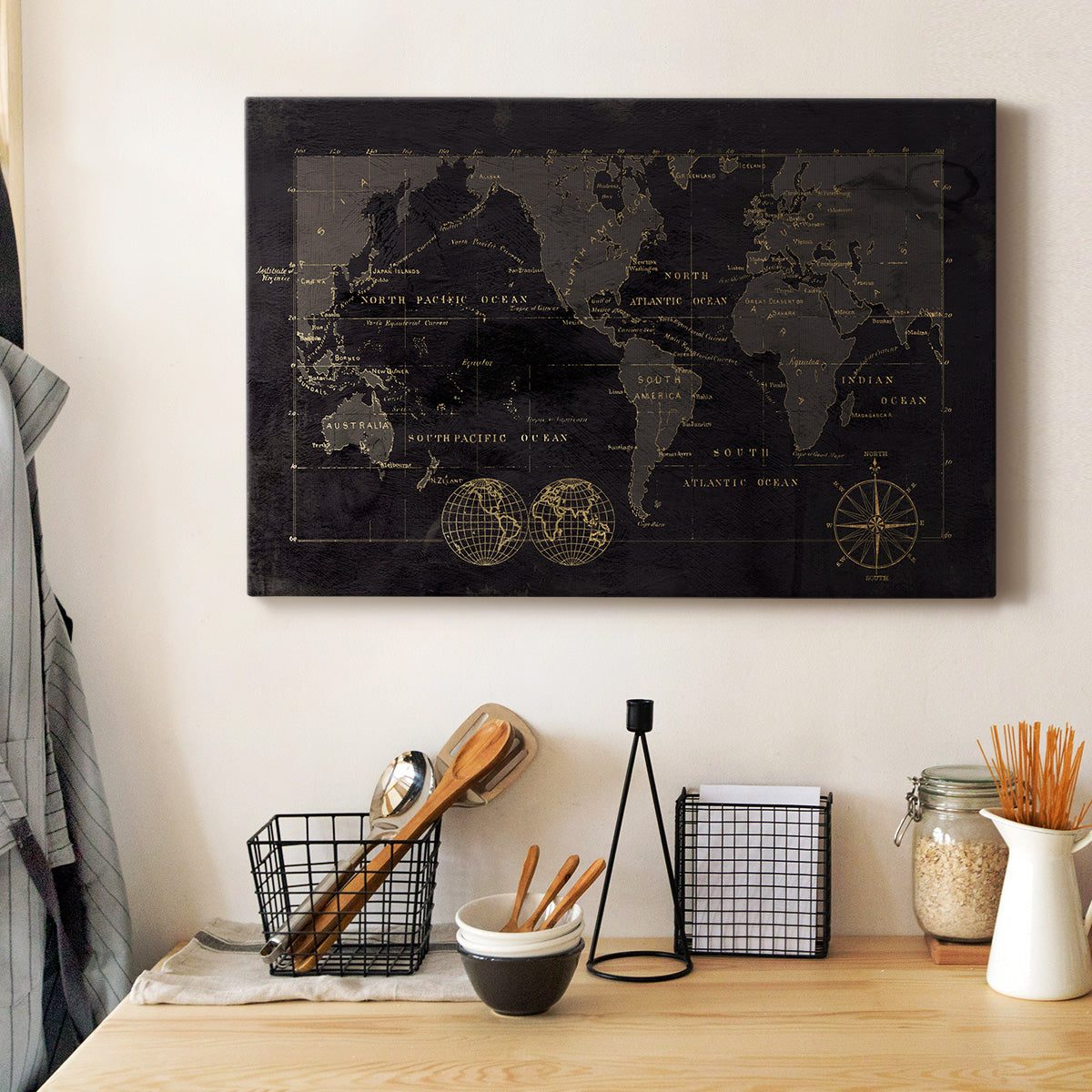 Black Gold Map Premium Gallery Wrapped Canvas - Ready to Hang