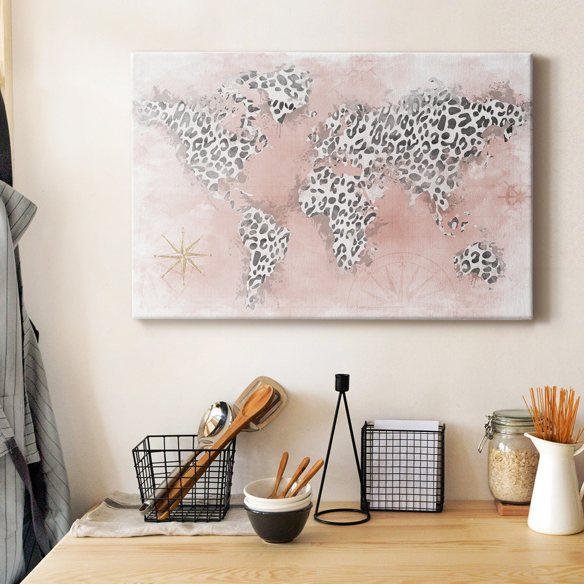 Pink Cheetah Map Premium Gallery Wrapped Canvas - Ready to Hang