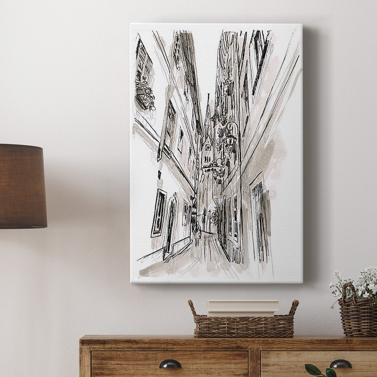 Europe Street Sketches III Premium Gallery Wrapped Canvas - Ready to Hang