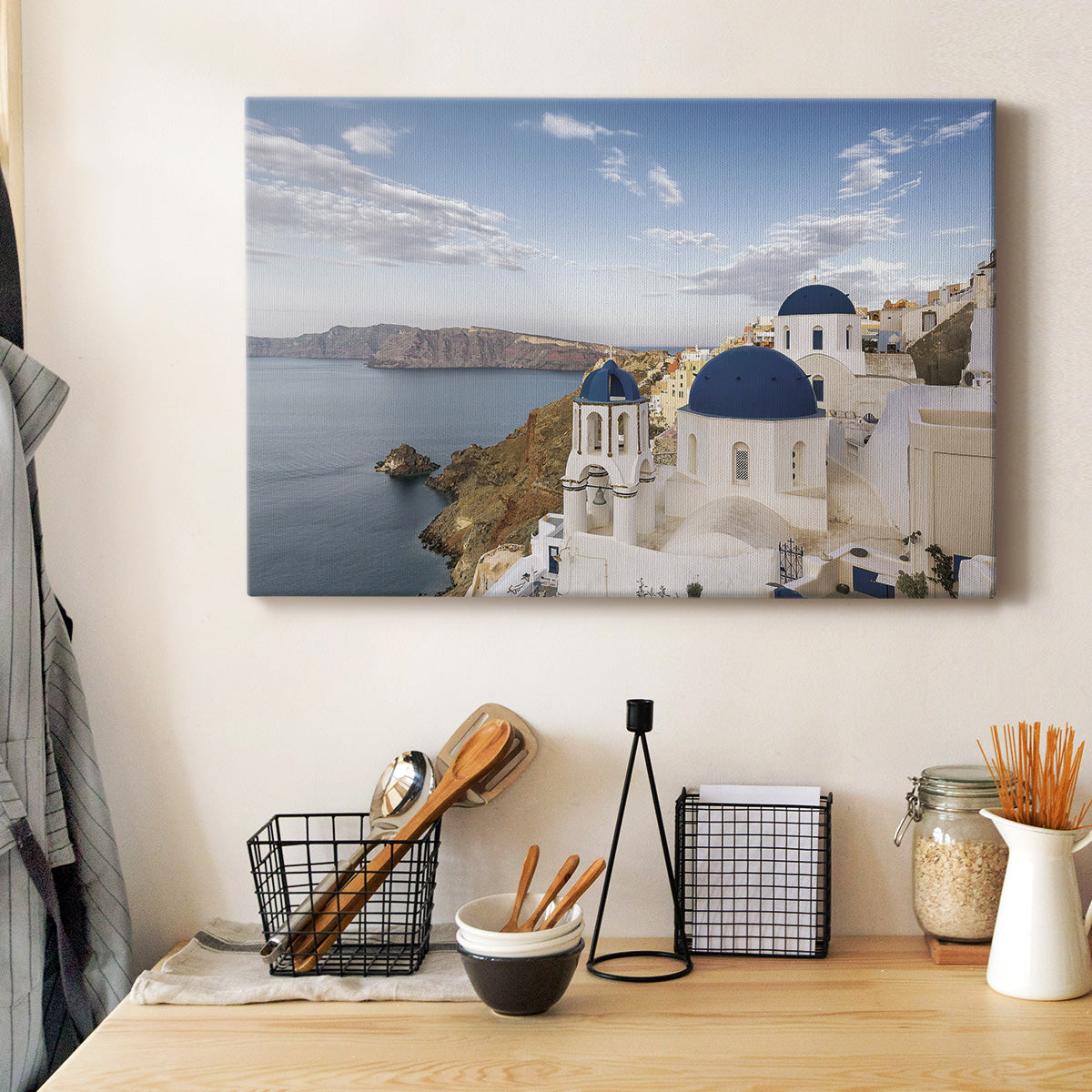 Santorini View Premium Gallery Wrapped Canvas - Ready to Hang