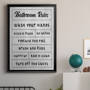 Simple Bathroom Rules Premium Framed Print - Ready to Hang