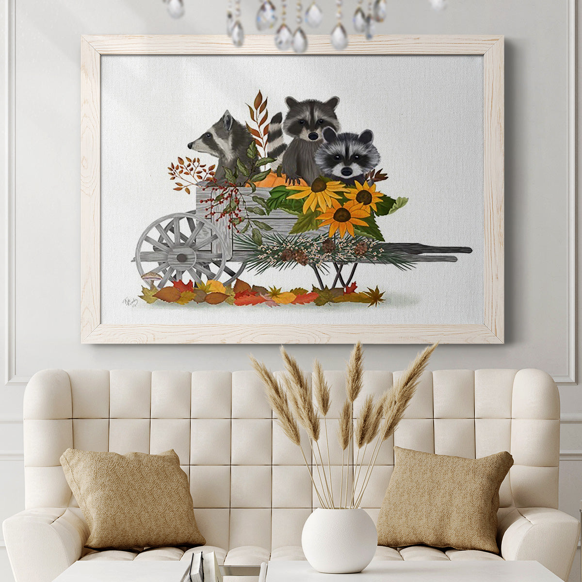 Raccoon Wheelbarrow-Premium Framed Canvas - Ready to Hang