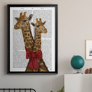 Giraffes and Bow Premium Framed Print - Ready to Hang