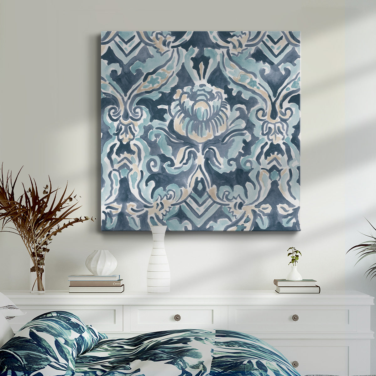 Blue & Khaki Motif IV-Premium Gallery Wrapped Canvas - Ready to Hang