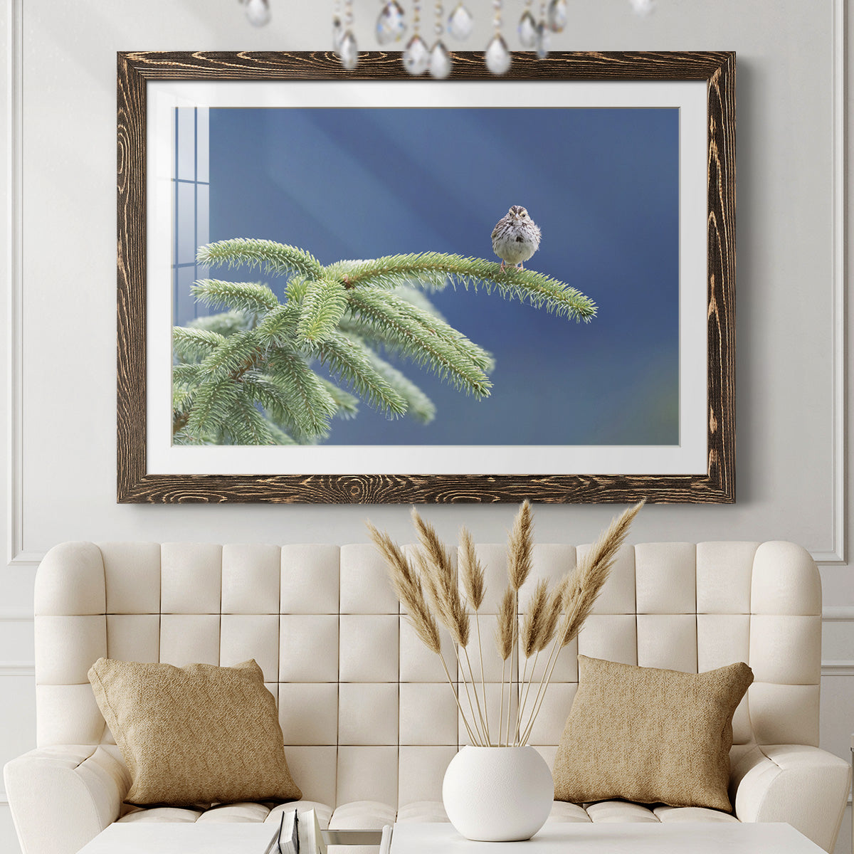 Evergreen Perch-Premium Framed Print - Ready to Hang