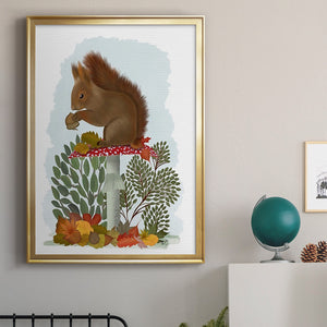 Red Squirrel On Mushroom Premium Framed Print - Ready to Hang