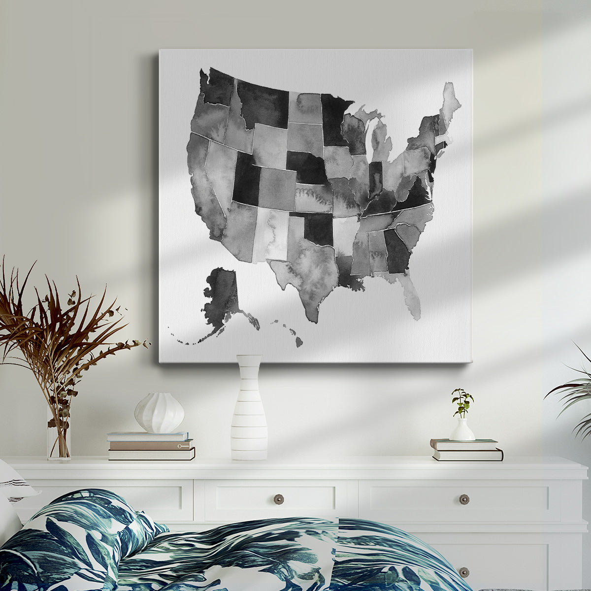 USA in Watercolor II-Premium Gallery Wrapped Canvas - Ready to Hang