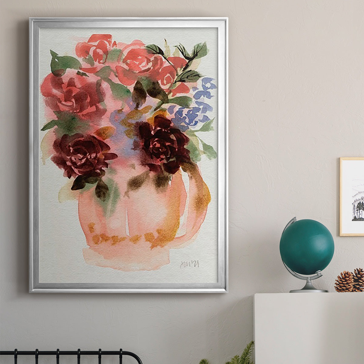 Mauve Bouquet in Teapot I Premium Framed Print - Ready to Hang