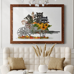 Raccoon Wheelbarrow-Premium Framed Canvas - Ready to Hang