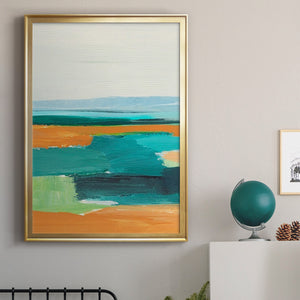 Aqua and Orange I Premium Framed Print - Ready to Hang