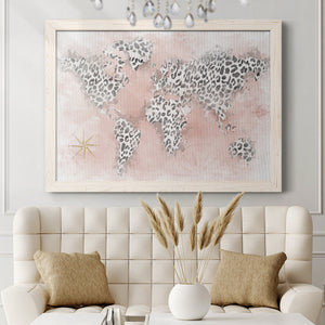 Pink Cheetah Map-Premium Framed Canvas - Ready to Hang