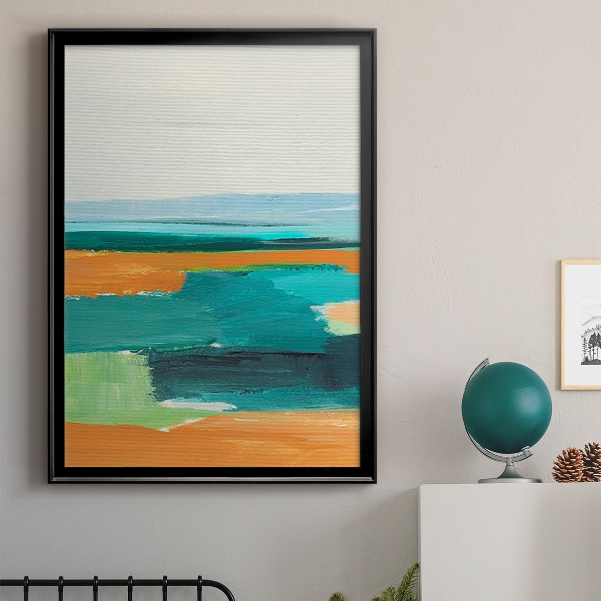 Aqua and Orange I Premium Framed Print - Ready to Hang