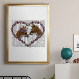 Foxes in Flowers Premium Framed Print - Ready to Hang