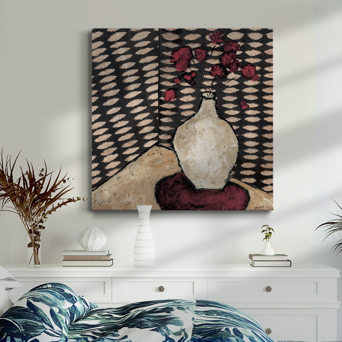 Retro White Vase-Premium Gallery Wrapped Canvas - Ready to Hang