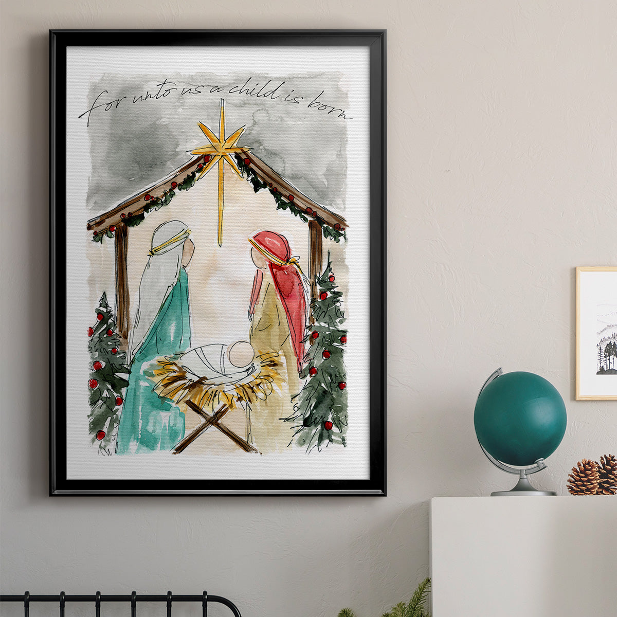Unto Us A Child is Born Premium Framed Print - Ready to Hang