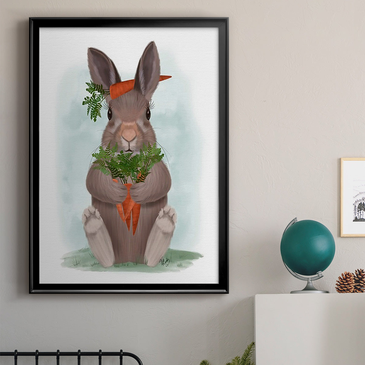 Rabbit Carrot Hug Premium Framed Print - Ready to Hang