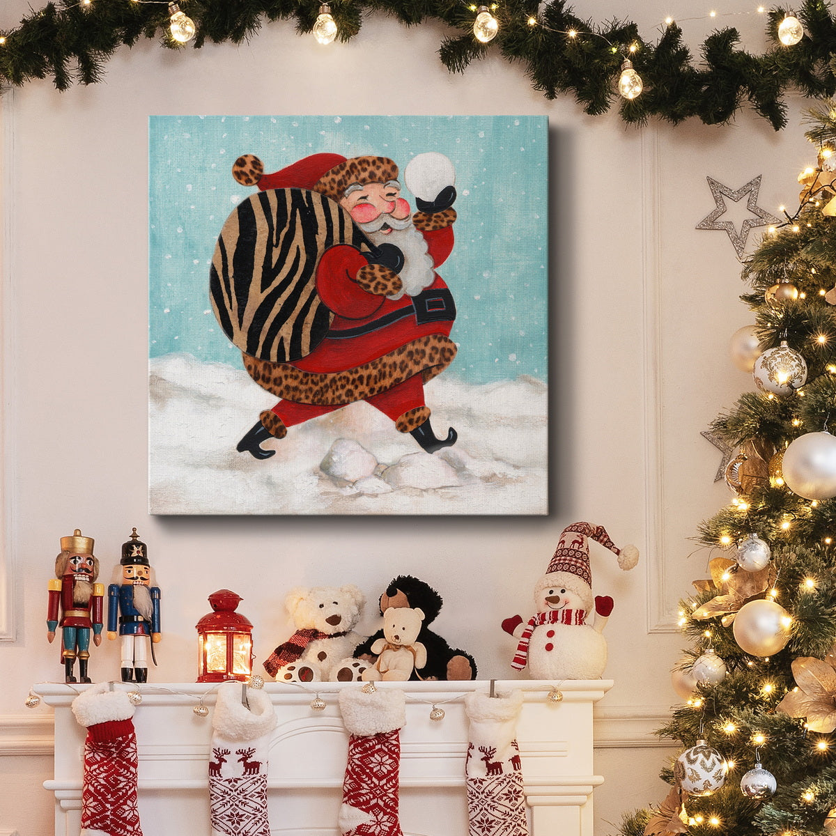 Santa And A Bay Of Toys-Premium Gallery Wrapped Canvas - Ready to Hang