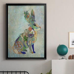 Fantastic Florals Hare, Sitting Premium Framed Print - Ready to Hang