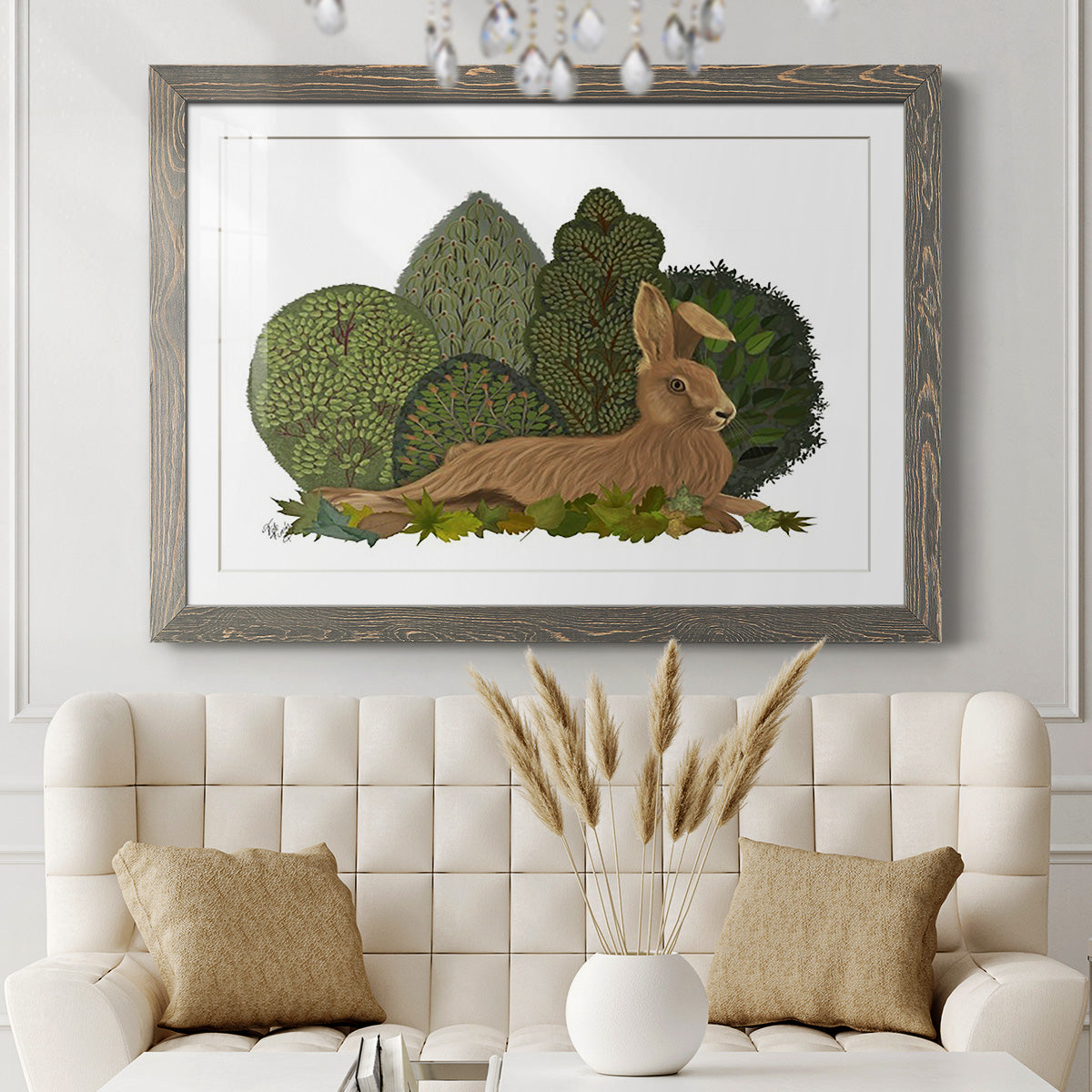 Hare Reclining in Leaves-Premium Framed Print - Ready to Hang