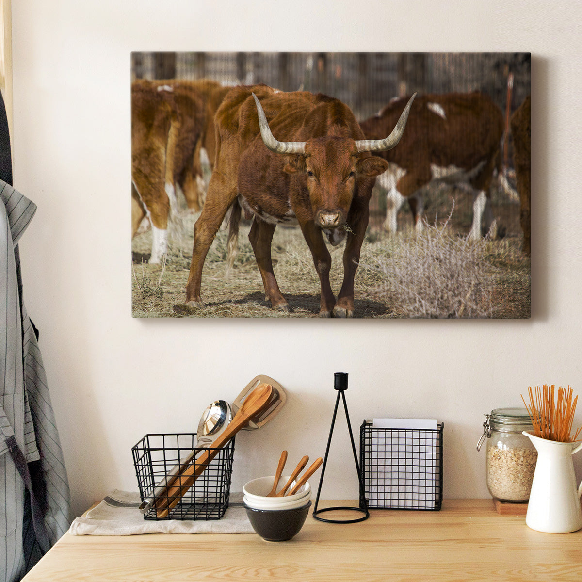 Longhorns Premium Gallery Wrapped Canvas - Ready to Hang