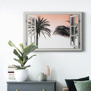 Pink Palm Window - Canvas Art Print