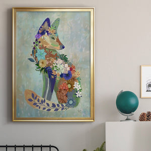 Fantastic Florals Fox, Sitting Premium Framed Print - Ready to Hang