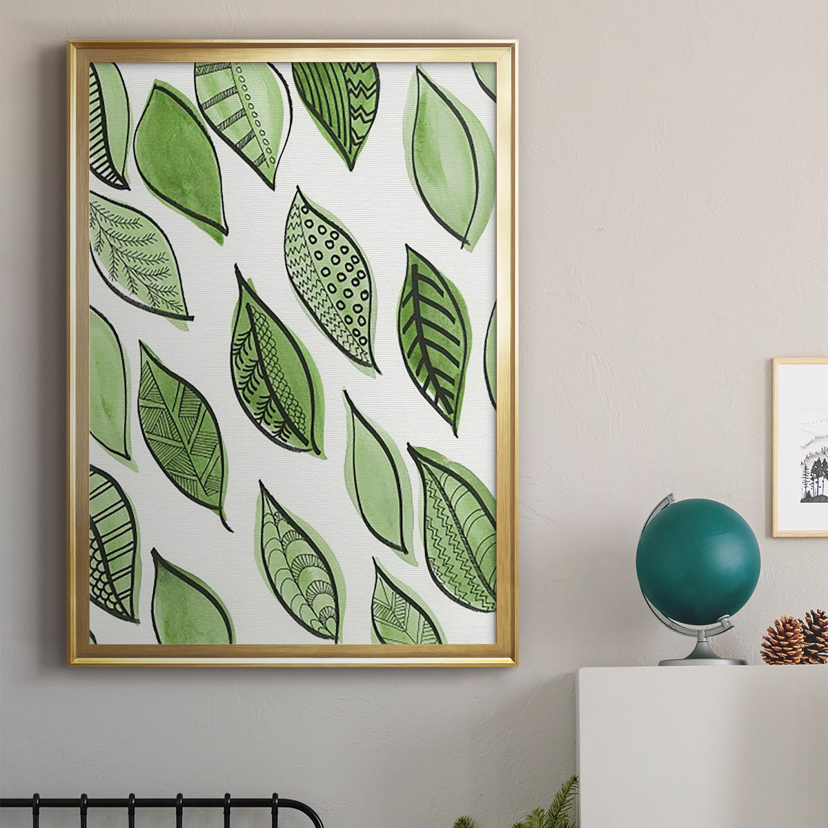 Patterned Leaf Shapes IV Premium Framed Print - Ready to Hang