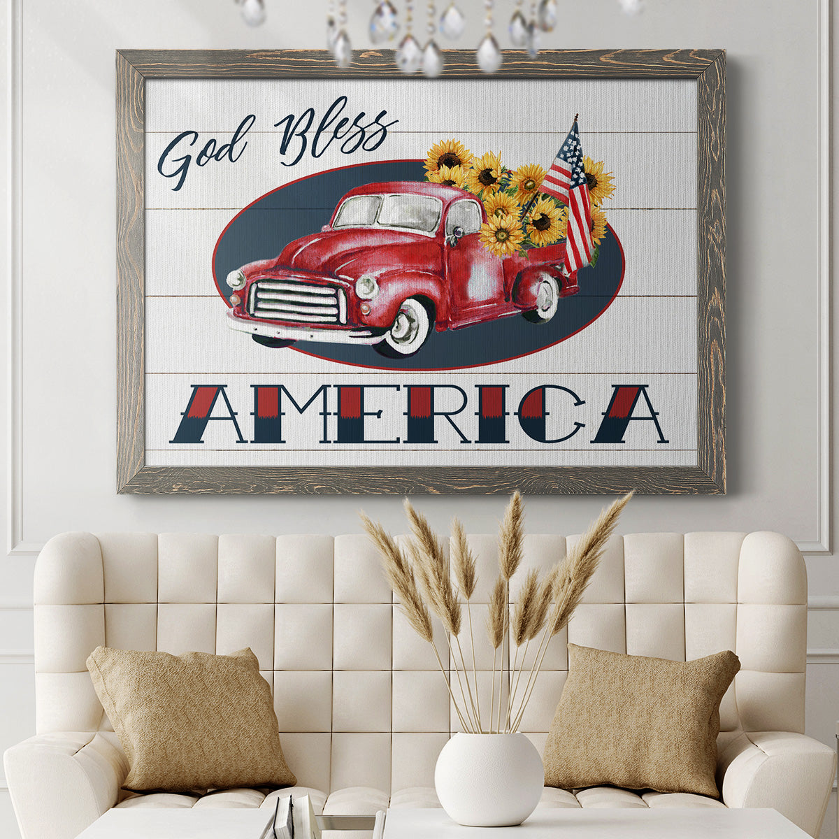 God Bless America Truck-Premium Framed Canvas - Ready to Hang