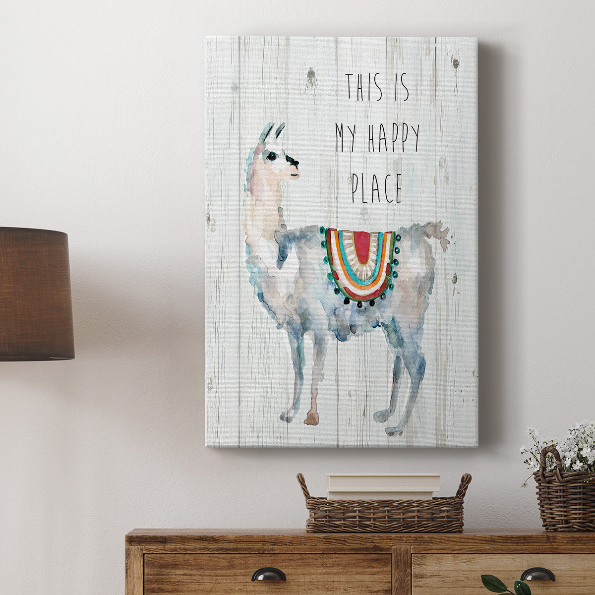 Llama Happy Place Premium Gallery Wrapped Canvas - Ready to Hang