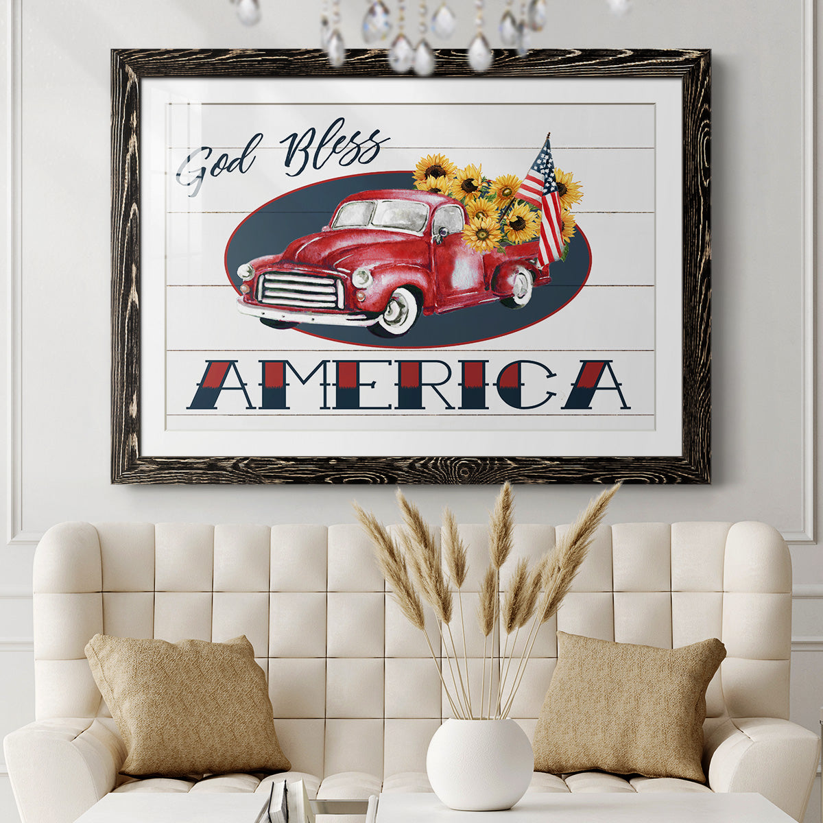 God Bless America Truck-Premium Framed Print - Ready to Hang