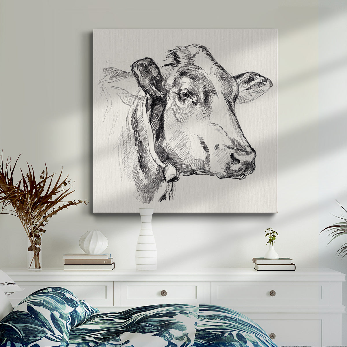 Holstein Portrait Sketch I-Premium Gallery Wrapped Canvas - Ready to Hang