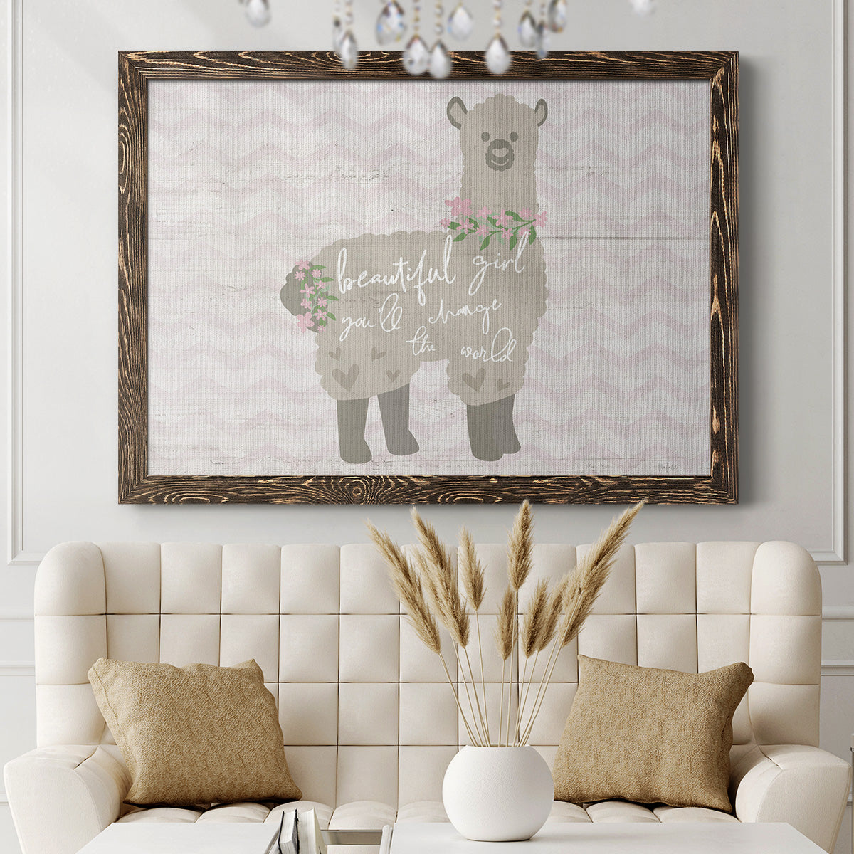 Floral Llama-Premium Framed Canvas - Ready to Hang