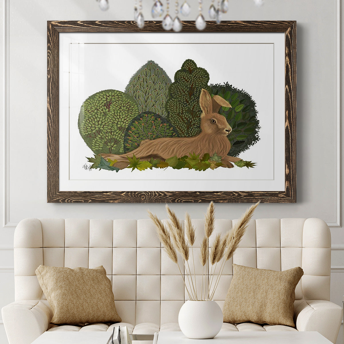 Hare Reclining in Leaves-Premium Framed Print - Ready to Hang