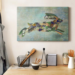 Fantastic Florals Hare, Running Premium Gallery Wrapped Canvas - Ready to Hang