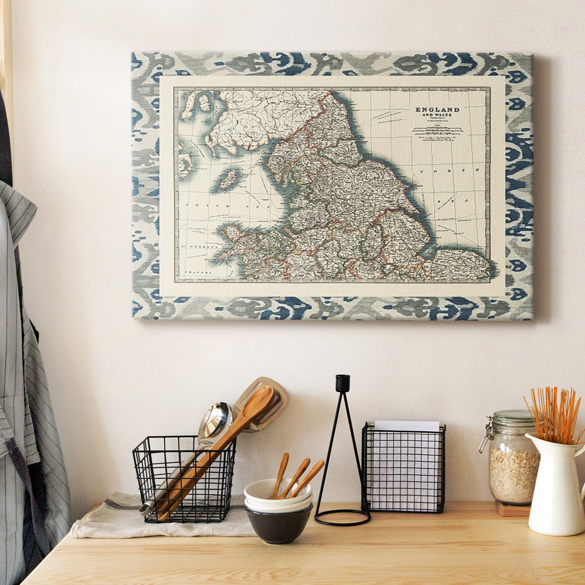 Bordered Map of England & Wales Premium Gallery Wrapped Canvas - Ready to Hang