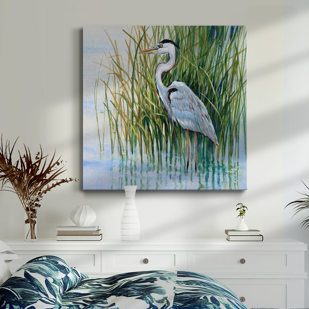 Heron in the Marsh II-Premium Gallery Wrapped Canvas - Ready to Hang